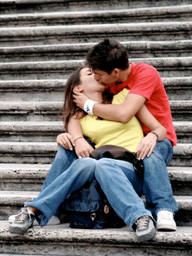 kiss on the steps
